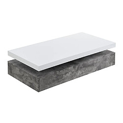 Avis Vente-Unique Table basse avec 2 tiroirs en MDF - Béton et blanc - FELIX