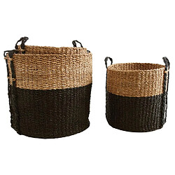 Aubry Gaspard Cache-pot ronds en jonc de mer (Lot de 3)