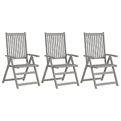 vidaXL Chaises inclinables de jardin lot de 3 et coussins Bois acacia