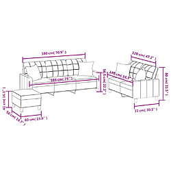 vidaXL Ensemble de canapés 3 pcs avec coussins noir similicuir pas cher