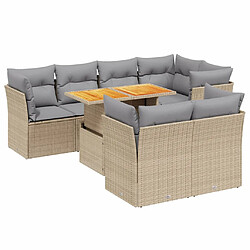 vidaXL Salon de jardin avec coussins 8 pcs beige résine tressée