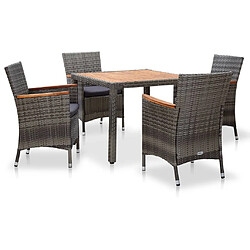 Maison Chic Salon de jardin 5 pcs + coussins - Mobilier/Meubles de jardin - Table et chaises d'extérieur Résine tressée Gris -MN45064