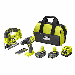 RYOBI One+ Duo perceuse a percussion + scie sauteuse sans fil 18V - RCK182B-225SA6 - 2 batteries 2,5 Ah - 6 lames - sac de ra...