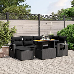 Maison Chic Ensemble Tables et chaises d'extérieur 7pcs avec coussins,Salon de jardin noir résine tressée -GKD432240