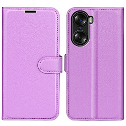 Etui en PU texture litchi, fermoir aimanté avec support violet pour votre Honor 60