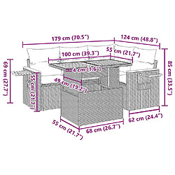 Acheter vidaXL Salon de jardin 5 pcs avec coussins noir résine tressée acacia