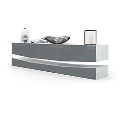 Mpc Meuble TV Avec Socle blanc et gris Haute Brillance (178 X Variable X 39 Cm)