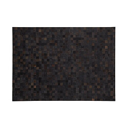 Aubry Gaspard Tapis en peau de vache véritable Mosaïque noire.