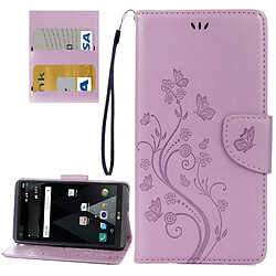 Wewoo Housse Étui Violet pour LG V20 Papillons Amour Fleurs Gaufrage Horizontal Flip en cuir avec support & Slots de cartes Portefeuille & Longe clair