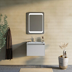 Kiamami Valentina GRIS CLAIR MAT 60CM ARMOIRE DE SALLE DE BAIN, LAVABO ET MIROIR 60X80 | MONACO