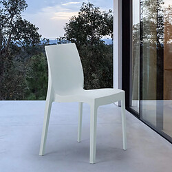 22 Chaises Rome Grand Soleil en polypropylène empilables pour bar et café, Couleur: Blanc