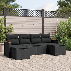 Maison Chic Salon de jardin 6 pcs avec coussins | Ensemble de Table et chaises | Mobilier d'Extérieur noir résine tressée -GKD38684