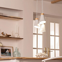 Ledkia Suspension Métal et Bois Itai Blanc