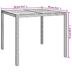 vidaXL Table de jardin 90x90x75cm Résine tressée et bois d'acacia Gris pas cher