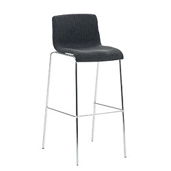 Decoshop26 Lot de 2 tabourets de bar avec repose-pieds dossier incurvé en tissu gris foncé et 4 pieds en métal chromé 10_0004194