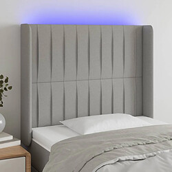 Maison Chic Tête de lit scandinave à LED,meuble de chambre Gris clair 103x16x118/128 cm Tissu -MN71670