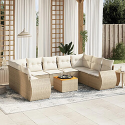 Maison Chic Salon de jardin avec coussins 10 pcs, Ensemble Tables et chaises de jardin, beige résine tressée -GKD359710