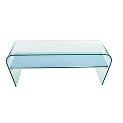 Vente-Unique Table basse - Verre trempé - Tablette bleue laquée - KELLY