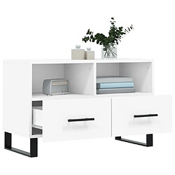 Avis vidaXL Meuble TV Blanc 80x36x50 cm Bois d'ingénierie