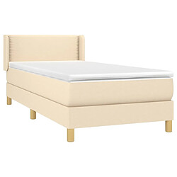 Avis Maison Chic Structures de lit + matelas,Lit à sommier tapissier et matelas pour Chambre Crème 90x190 cm Tissu -MN51523