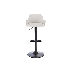 Avis Vente-Unique Lot de 2 tabourets de bar en tissu et métal noir - Hauteur réglable - Crème - ELEANA