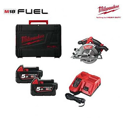 Scie circulaire MILWAUKEE FUEL M18 CCS55-502X - 2 batterie 18V 5.0 Ah - 1 chargeur M12-18FC 4933451376