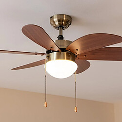 Ventilateur de Plafond avec Lumière Cecotec EnergySilence Aero 365 Doré Bois 50 W