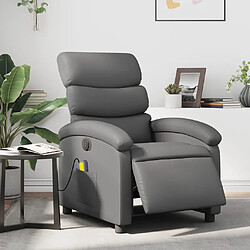 vidaXL Fauteuil de massage inclinable électrique gris similicuir