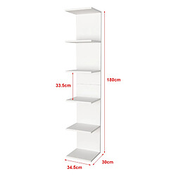 Helloshop26 Étagère murale à 6 niveaux 180 x 34,5 x 30 cm blanc 03_0007060