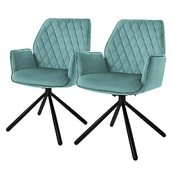 ML-Design Lot de 2 chaises pivotantes Chaise de salle à manger Fauteuil pivotant 180° Velours Chaise de salon