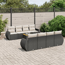 Maison Chic Ensemble Tables et chaises d'extérieur 9 pcs avec coussins,Salon de jardin noir résine tressée -GKD947934