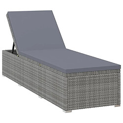 Maison Chic Chaise longue avec coussin | Bain de soleil Relax | Transat Résine tressée Gris -GKD70562