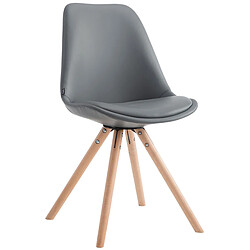 Decoshop26 Chaise de cuisine salle à manger scandinave assise en PVC gris 4 pieds en bois forme rond clair 10_0003405 