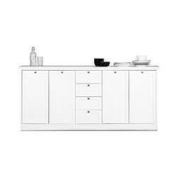 Mes Buffet 4 portes 4 tiroirs 200x40x90 cm blanc - LANDZY