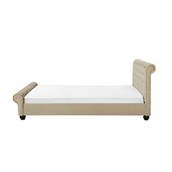 Beliani Lit double en velours beige 160 x 200 cm AVALLON pas cher