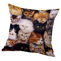 Housse de coussin taie d'oreiller motif animal pour chat voiture canapé 50x50cm