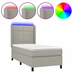 Sommier à lattes et matelas LED,Cadre à lattes de lit pour Adulte Gris clair 90x190cm Tissu -MN36773