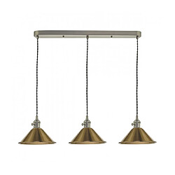 Luminaire Center Suspension Hadano Laiton Vielli,chrome antique 3 ampoules 114cm