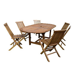 Mes Table de jardin 160/210x100x75cm + lot de 6 chaises