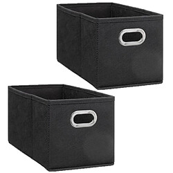 Toilinux Lot de 2 Boites de rangement Largeur 31 x Hauteur 15 cm - Gris anthracite