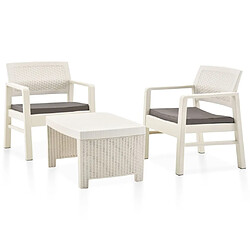 Maison Chic Salon de jardin 3 pcs - Table et chaises d'extérieur - Mobilier/Meubles de jardin Moderne Plastique Blanc -MN62994