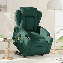 Maison Chic Fauteuil Relax pour salon, Fauteuil inclinable de massage électrique Vert foncé Tissu -GKD67281