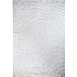 Thedecofactory CONFORTABLE COURBES - Tapis à relief courbes extra-doux blanc 160x230