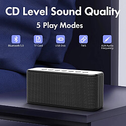 Universal Haut-parleur Bluetooth portable Lecteur de musique de basse lourde sans fil Colonne de subwoofer prise en charge USB/TF/AUX | Haut-parleur portable (noir)