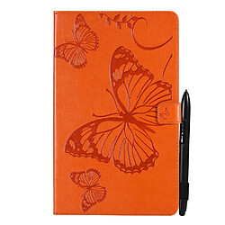 Etui en PU motif papillon avec support orange pour votre Samsung Galaxy Tab A7 Lite 8.7 pouces/T225/T220