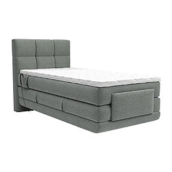 Acheter Vente-Unique Ensemble complet boxspring tête de lit capitonnée + sommiers relaxation électrique + matelas + surmatelas - 100 x 200 cm - Tissu - Gris clair - LODI de PALACIO