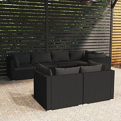 Maison Chic Salon de jardin 7 pcs + coussins - Mobilier/Meubles de jardin - Table et chaises d'extérieur Noir Résine tressée -MN65729