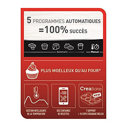 TEFAL KD812110 Cake Factory Delices Silver Appareil a gateau, 5 programmes auto + mode manuel, Accessoires, Application dediee