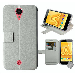 Htdmobiles Housse etui portefeuille pour Wiko Tommy + film ecran - BLANC