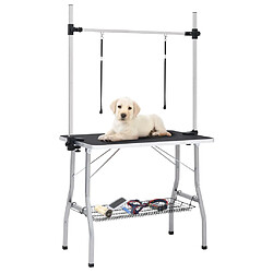 vidaXL Table de toilettage réglable de chiens avec 2 boucles et panier